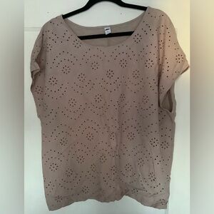Women's Beige Eyelet Top